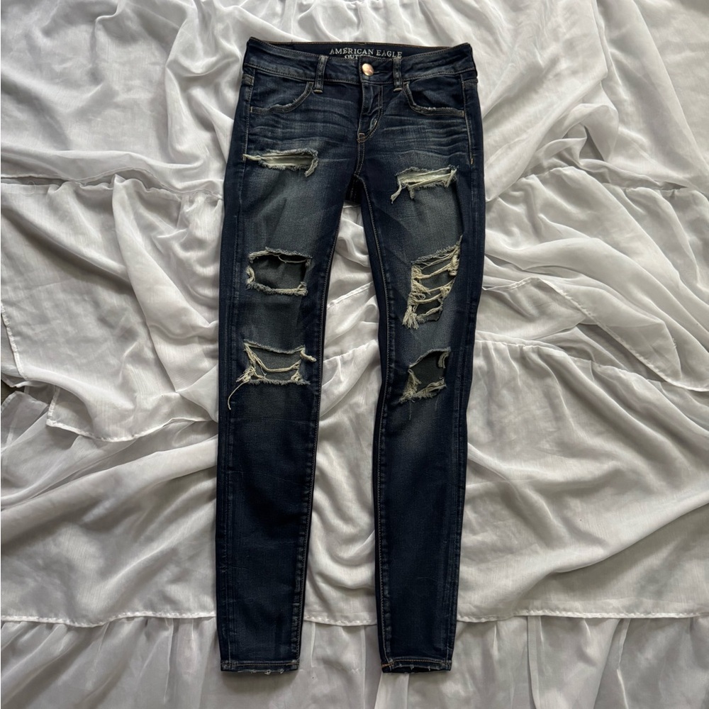 American Eagle Outfitters Jeans Distressed Super Low Jeggings